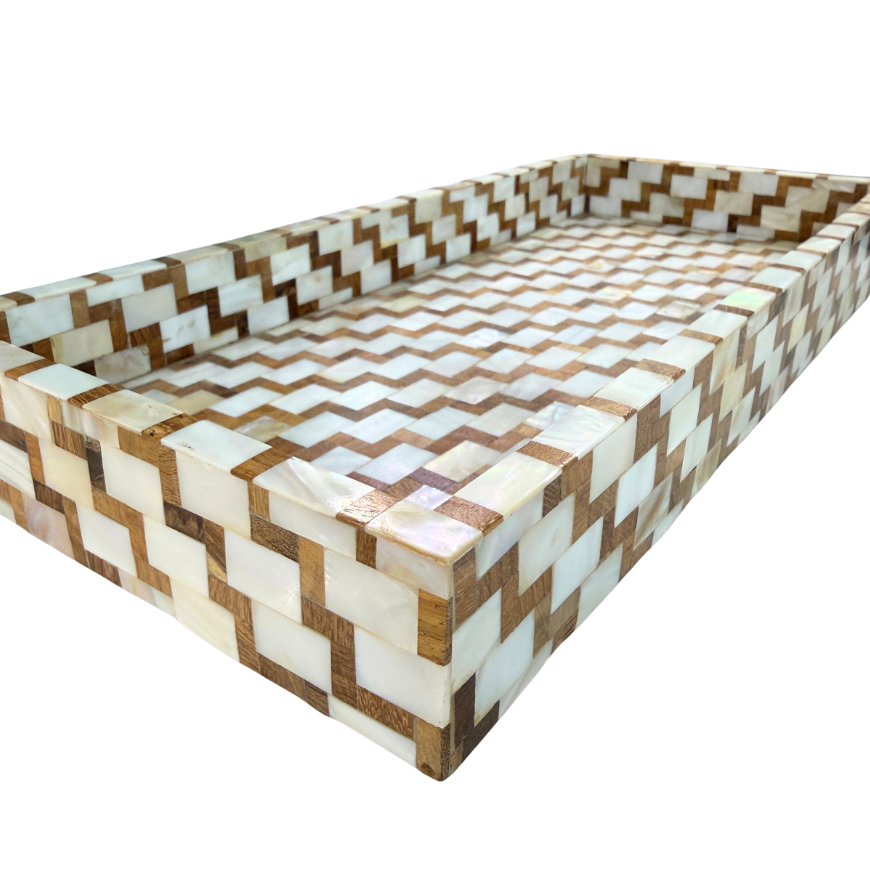 Mother of Pearl Basketweave Inspired Tray