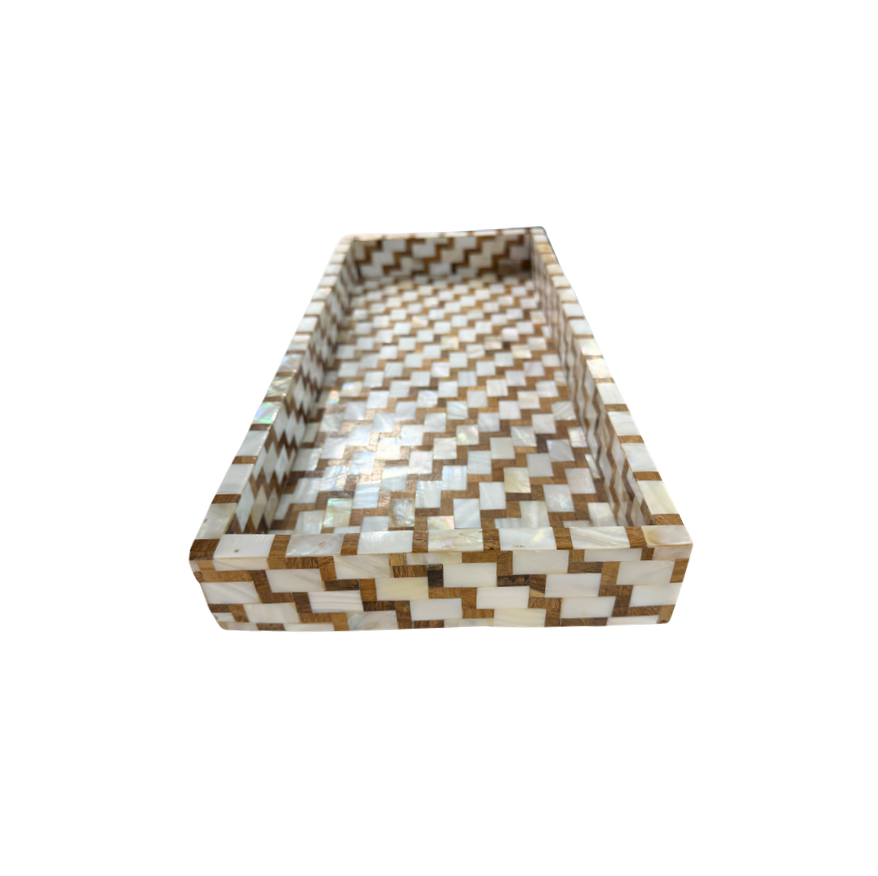 Mother of Pearl Basketweave Inspired Tray
