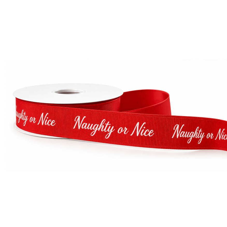 Naughty or Nice Grosgrain Ribbon, 100 Yard Roll