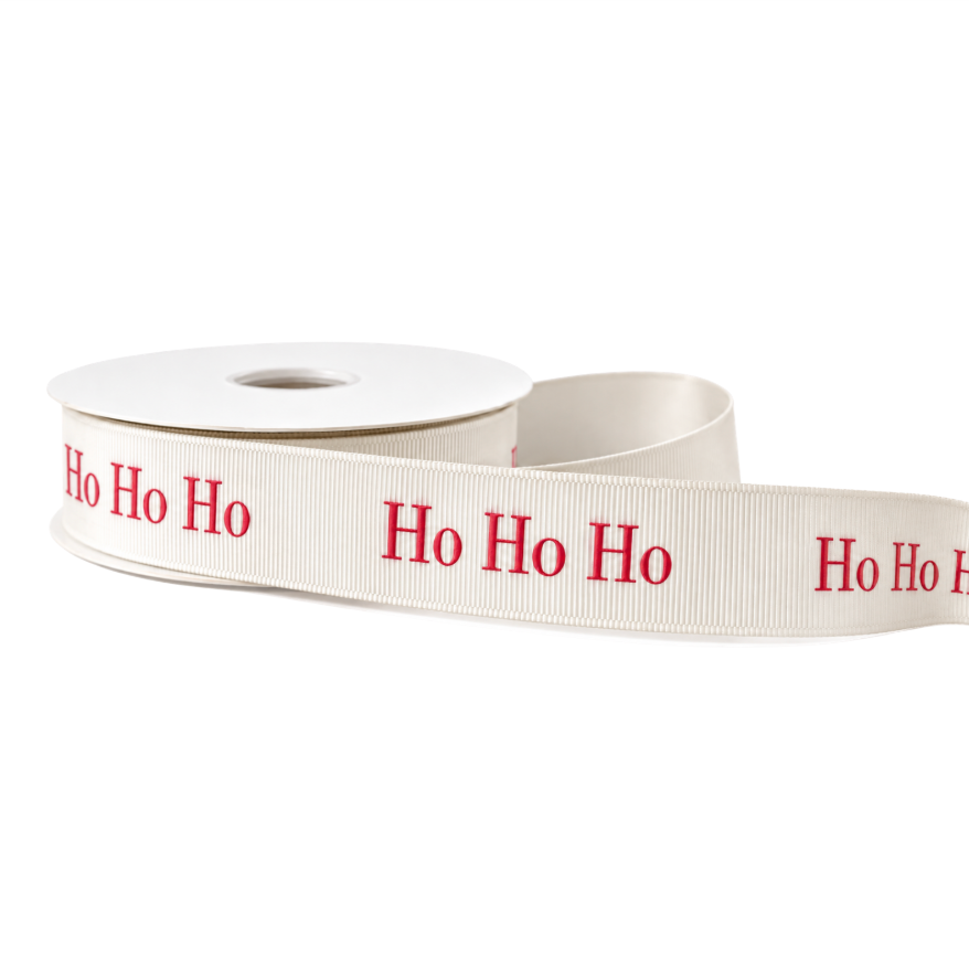 Ho Ho Ho Grosgrain Ribbon, 100 Yard Roll