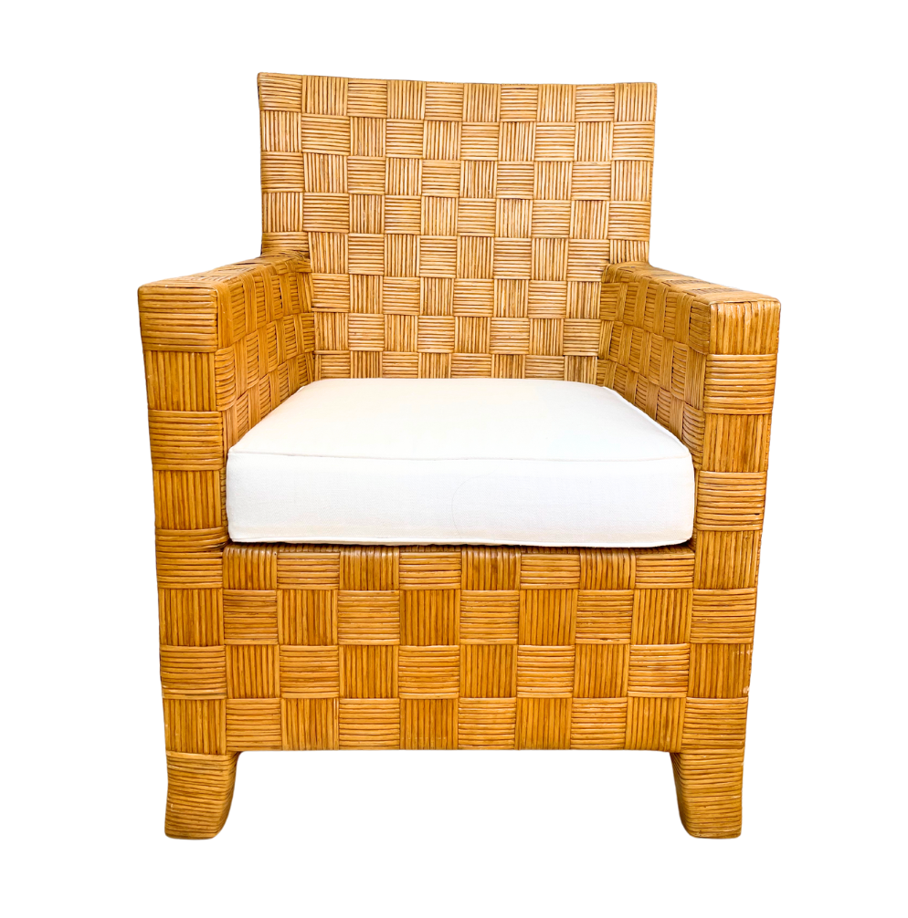 Vintage Woven Rattan Armchair