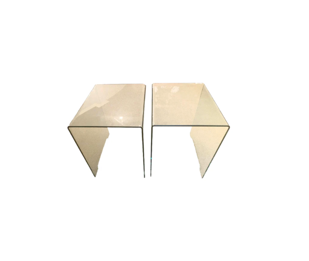 A Pair, Vintage Glass Waterfall Tables