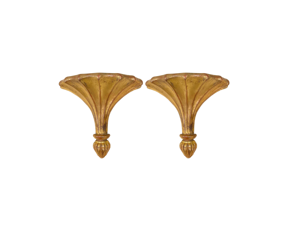 A Pair, Vintage Gold Gilded Brackets