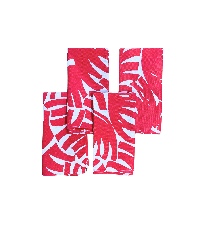 Red Bahama Handprint Napkins, Set of 4