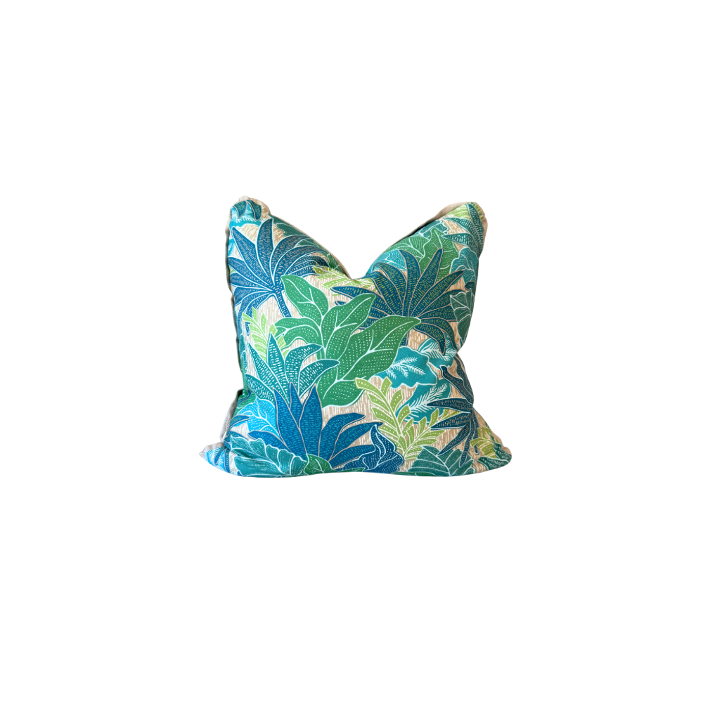 20" Tobago Leaf Pillow in Caribbean