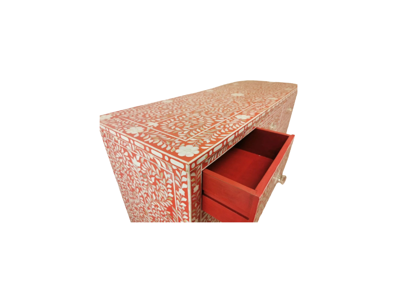 Red Inlay Floral Design Chest