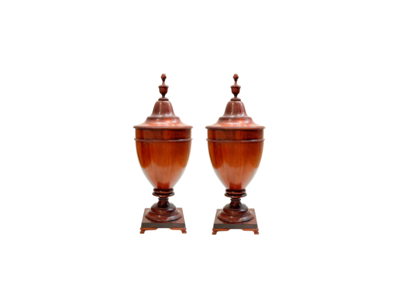 A Pair, Rare Mahogany Knife Urns