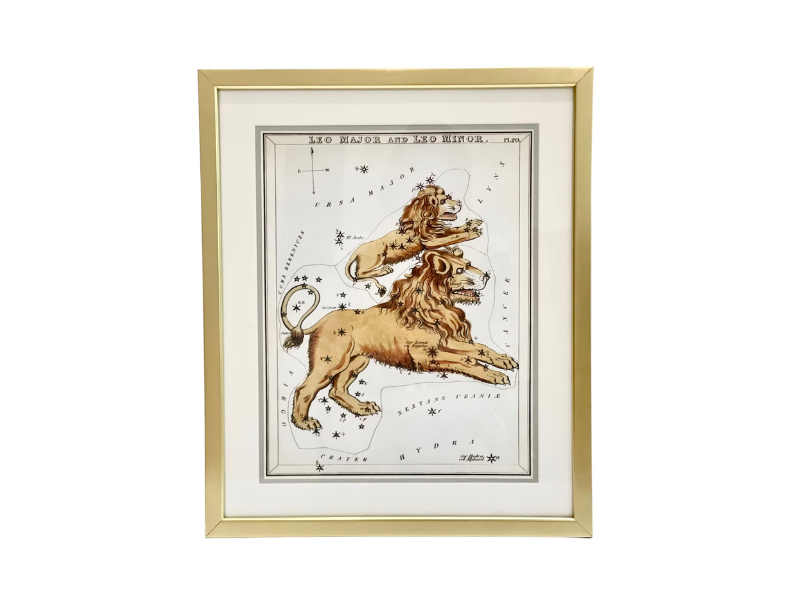 Custom Framed Antique Leo Zodiac Print