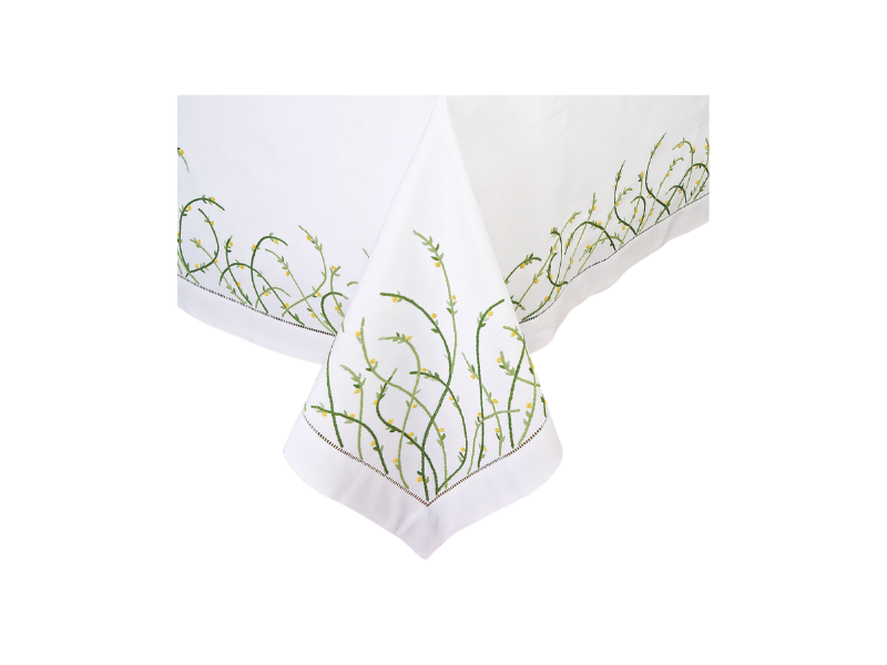 Embroidered Dandelion Linen Tablecloth