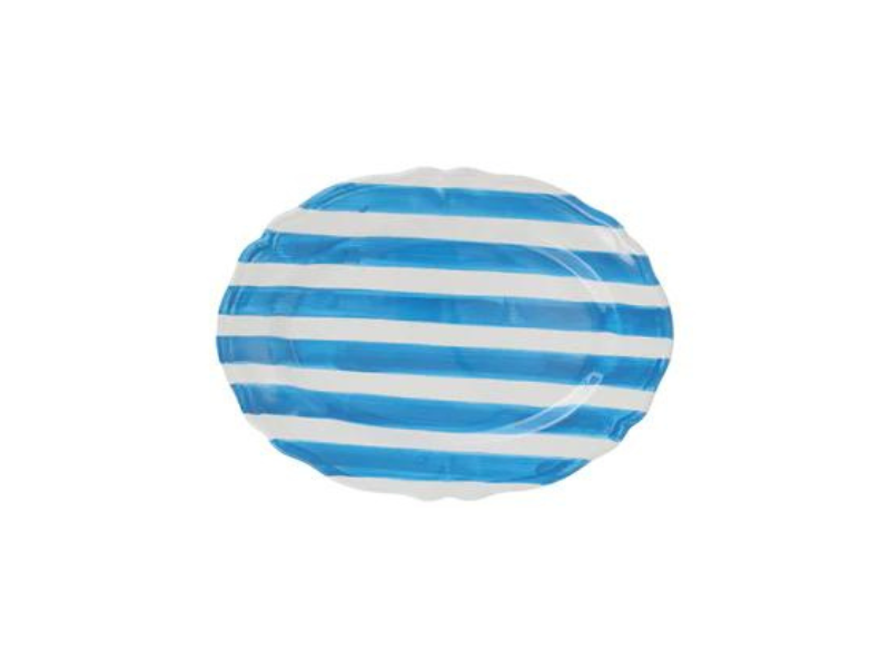 Amalfitana Aqua Striped Oval Platter
