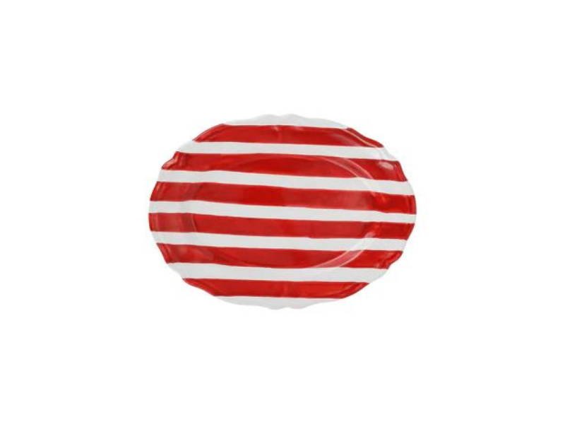 Amalfitana Red Striped Oval Platter