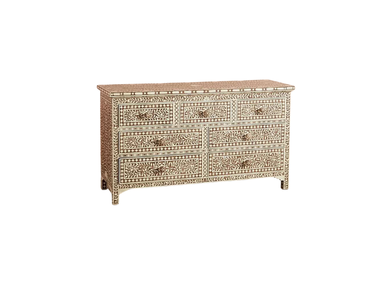 Brown Inlay Floral Design Chest