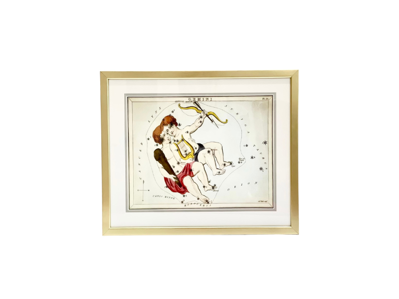 Custom Framed Antique Gemini Zodiac Print