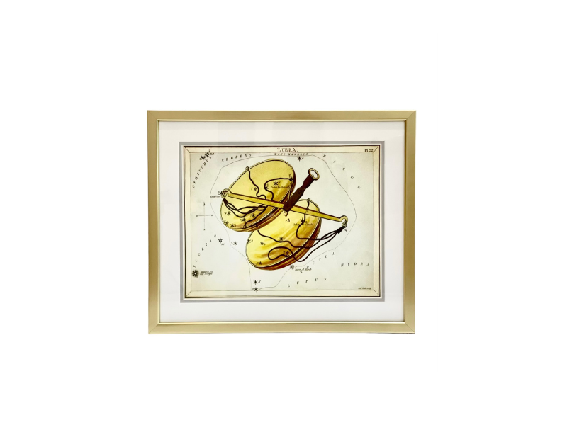 Custom Framed Antique Libra Zodiac Print