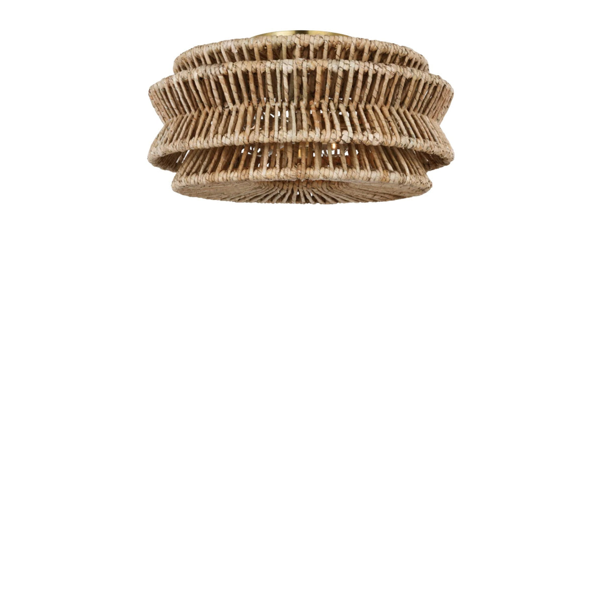 Antigua Brass & Abaca Large Drum Semi-Flush Mount, shown on a white background
