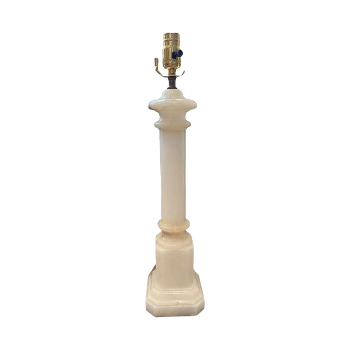 Antique White Solid Marble Column Lamp on white