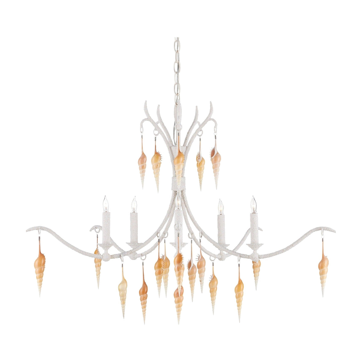 Arcachon Hanging Shell Chandelier ceiling light on white