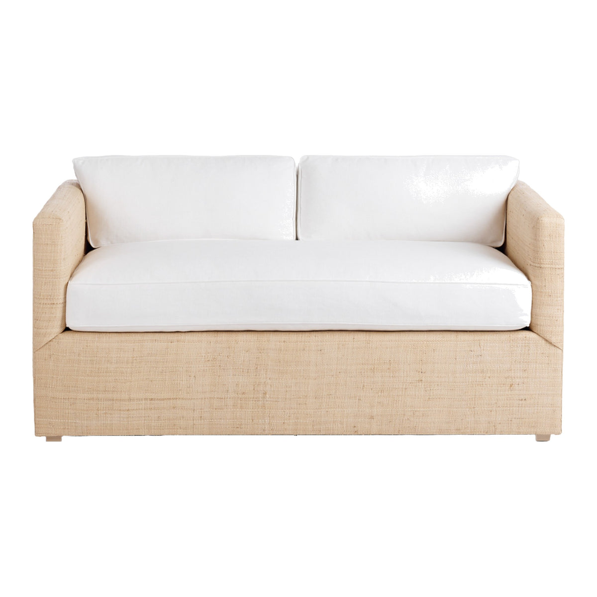 Billy Baldwin Madagascar Grasscloth Tuxedo Loveseat on a white background