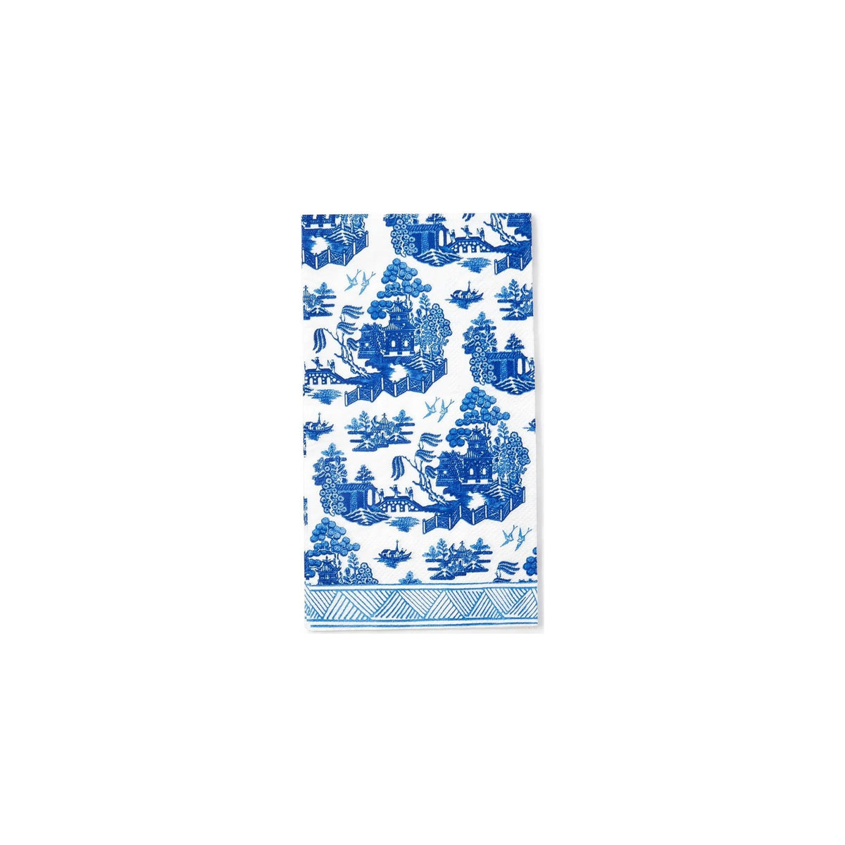 Blue Willow 3-Ply Paper Dinner Napkin / Guest Towel, shown on a white background