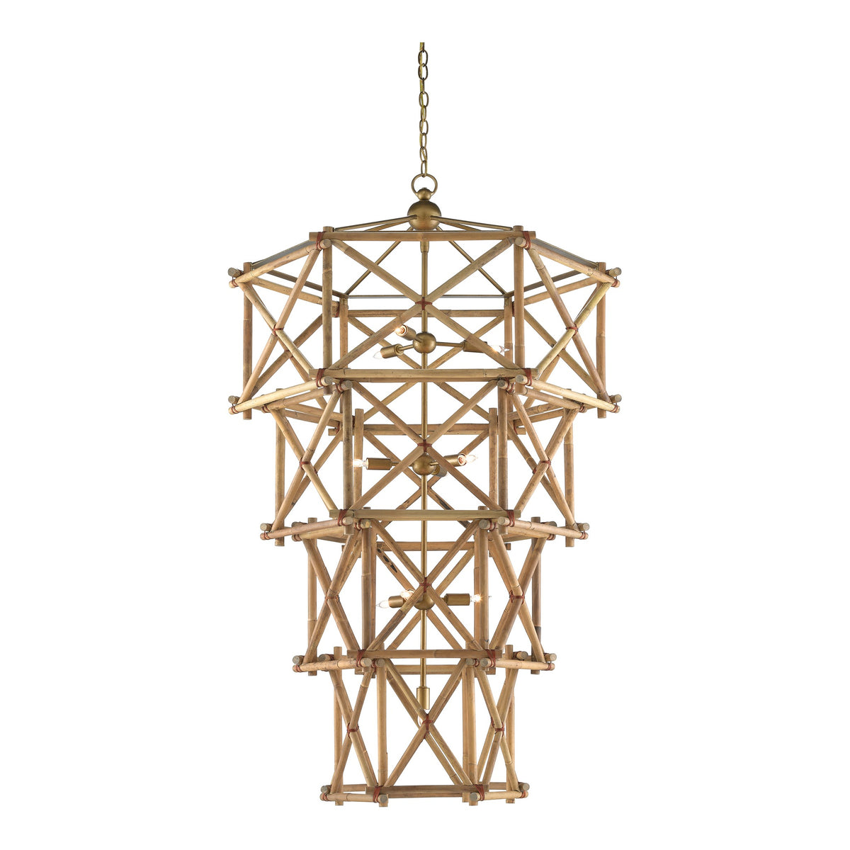 Kingali Grande Rattan Chandelier ceiling light on white