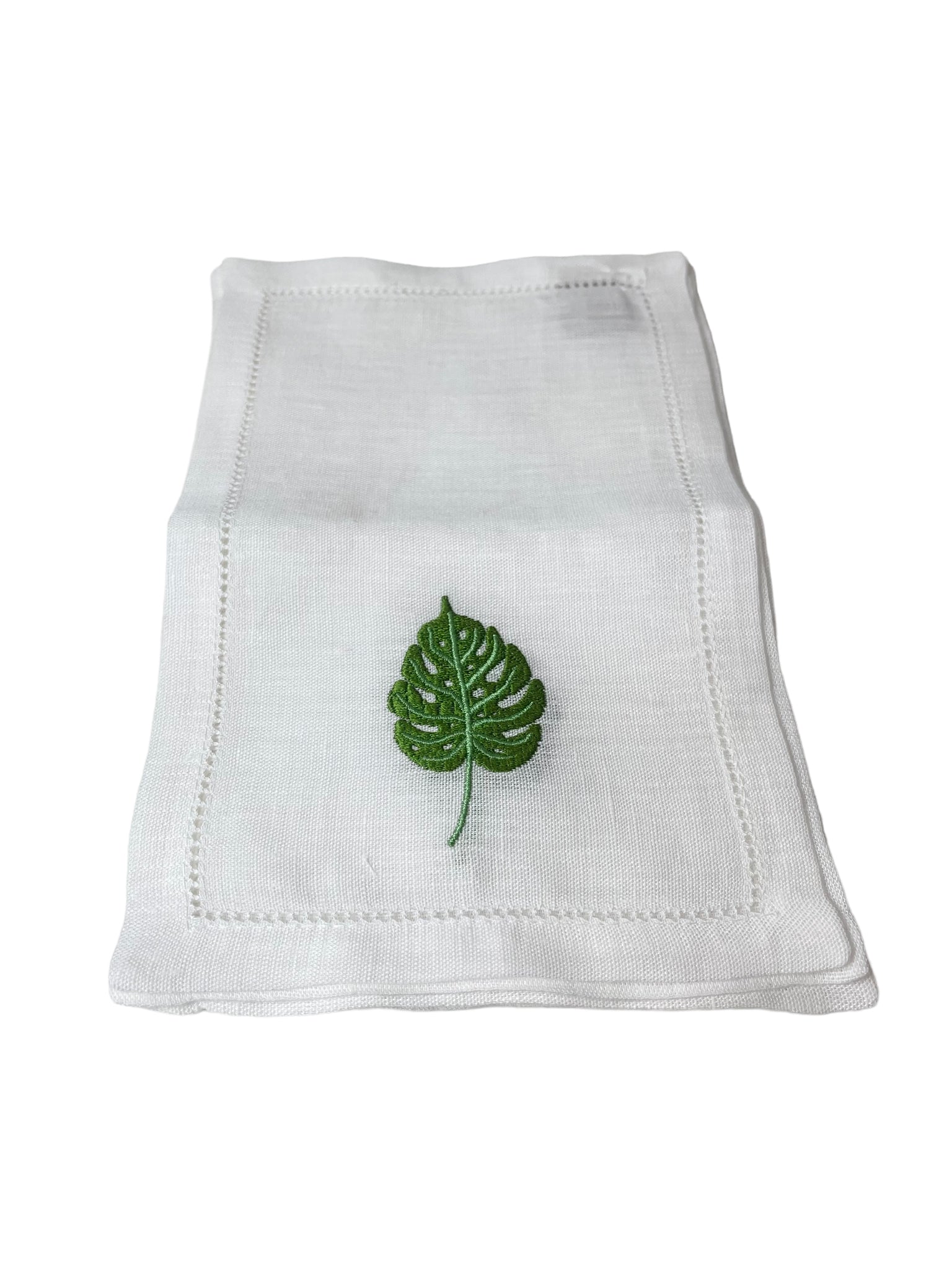 Tropical Green Monstera Leaf Cocktail Napkins, Set of 4