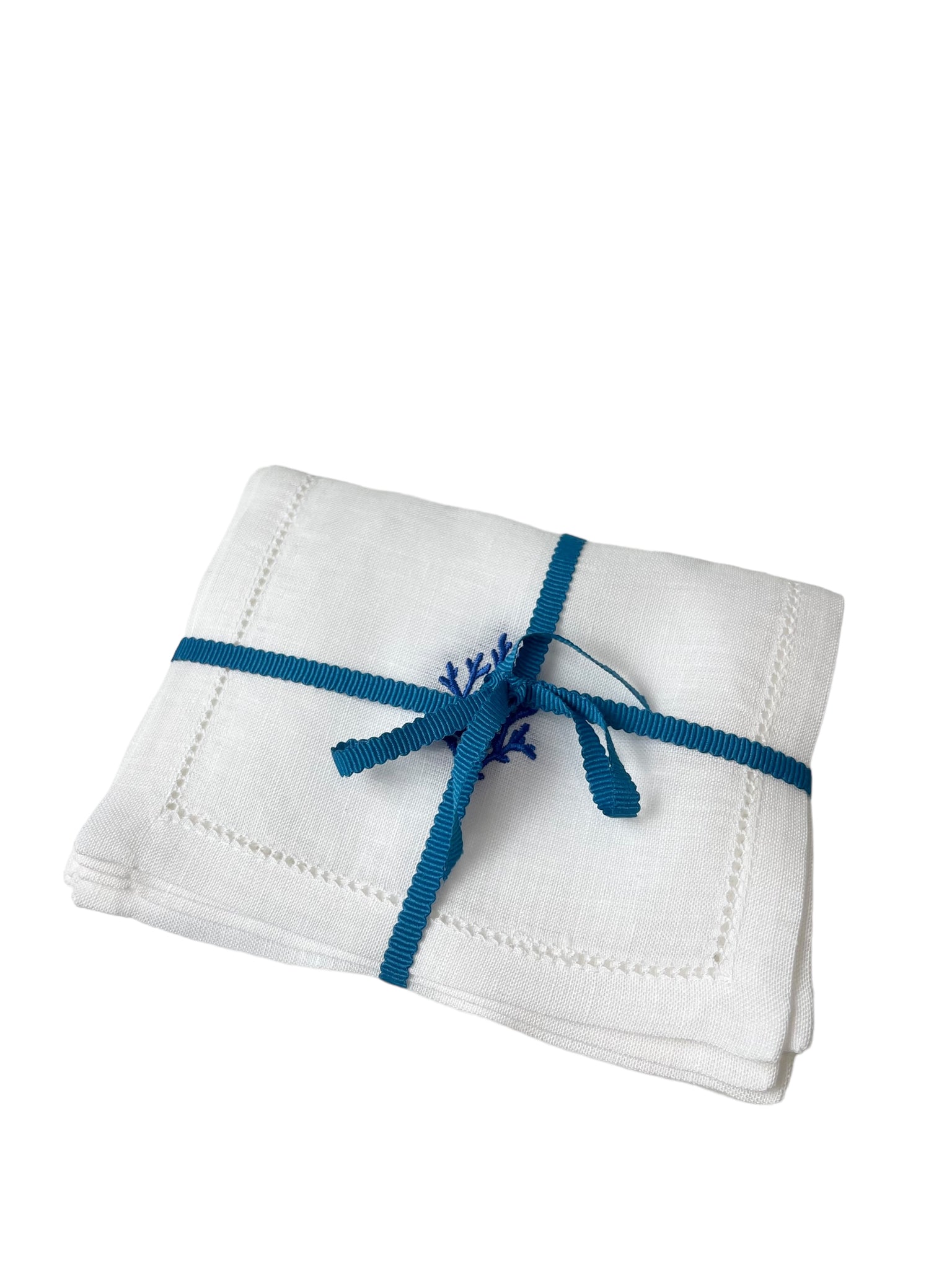 French Blue Coral Cocktail Napkins, Set of 4