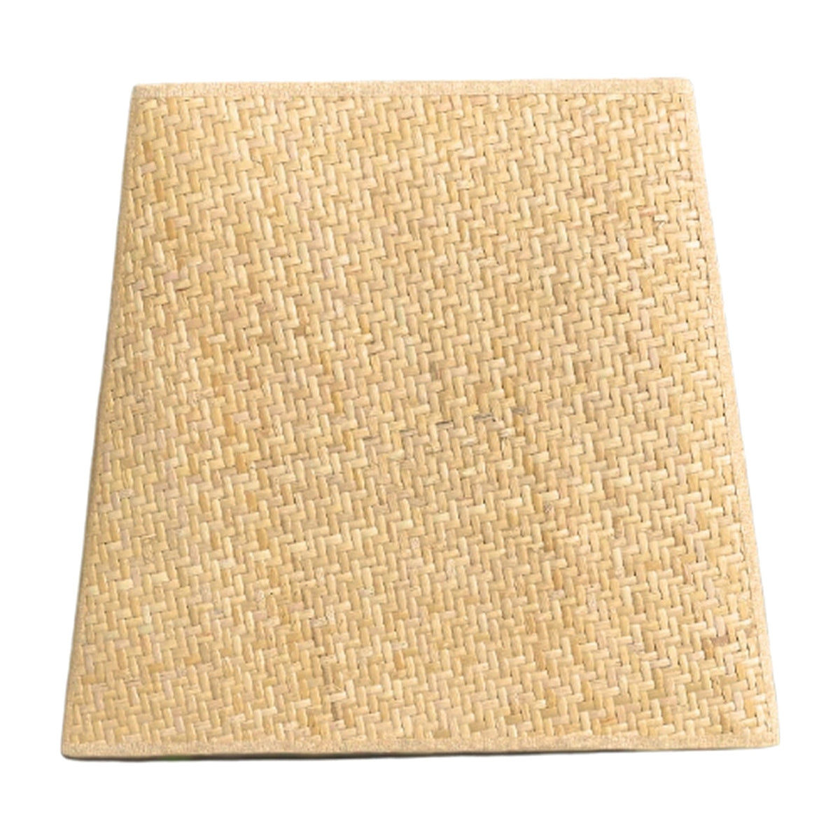 Danielle Rollins Home Woven Rattan Herringbone Tapered Rectangle Lampshade on white
