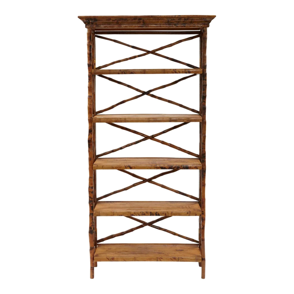 English Tortoise Rattan Bookcase on a white background