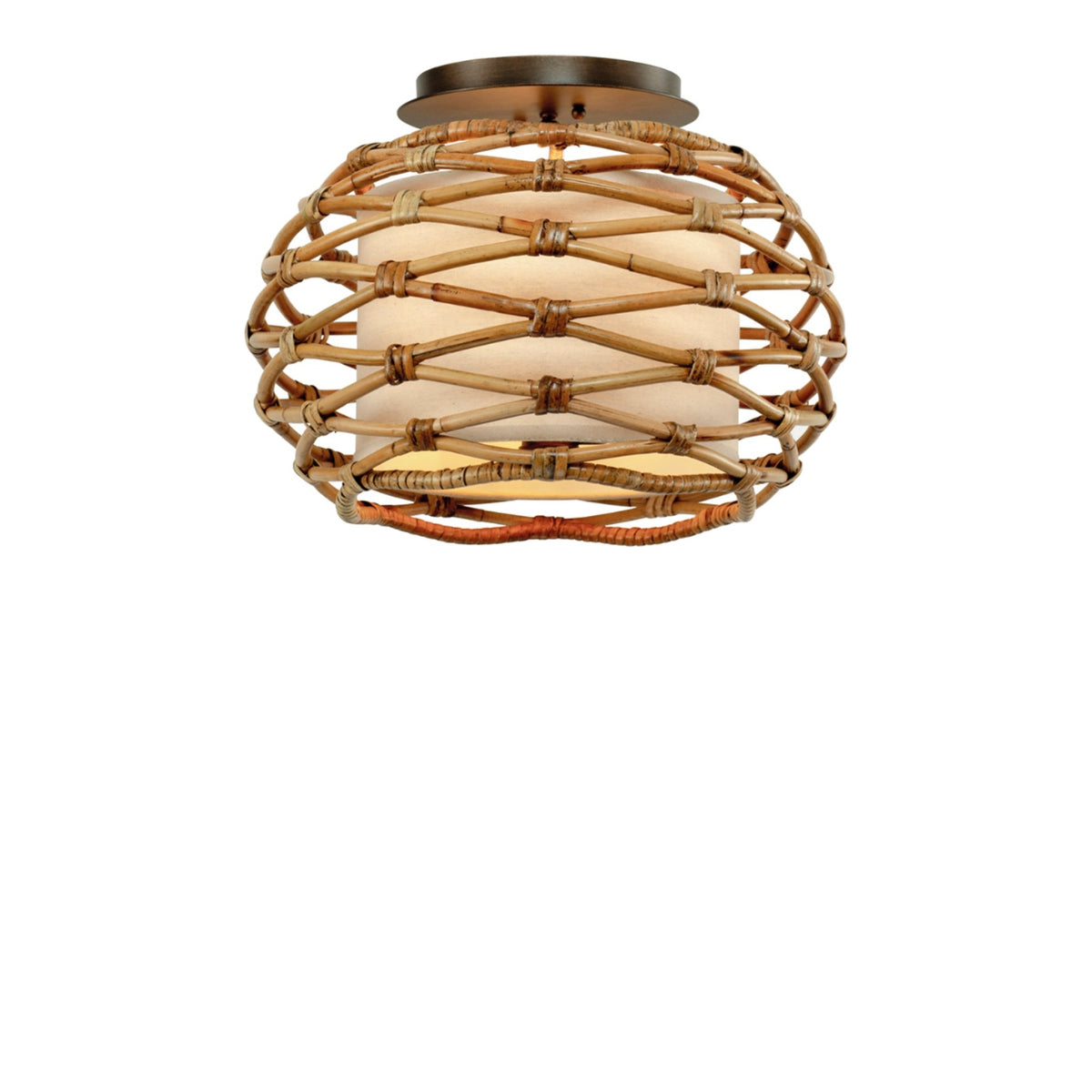 Woven Rattan Hanging Pendant ceiling light on white