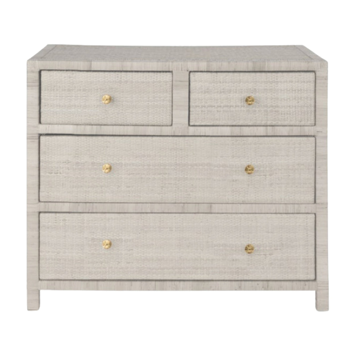 French Gray Rattan Dresser on a white background