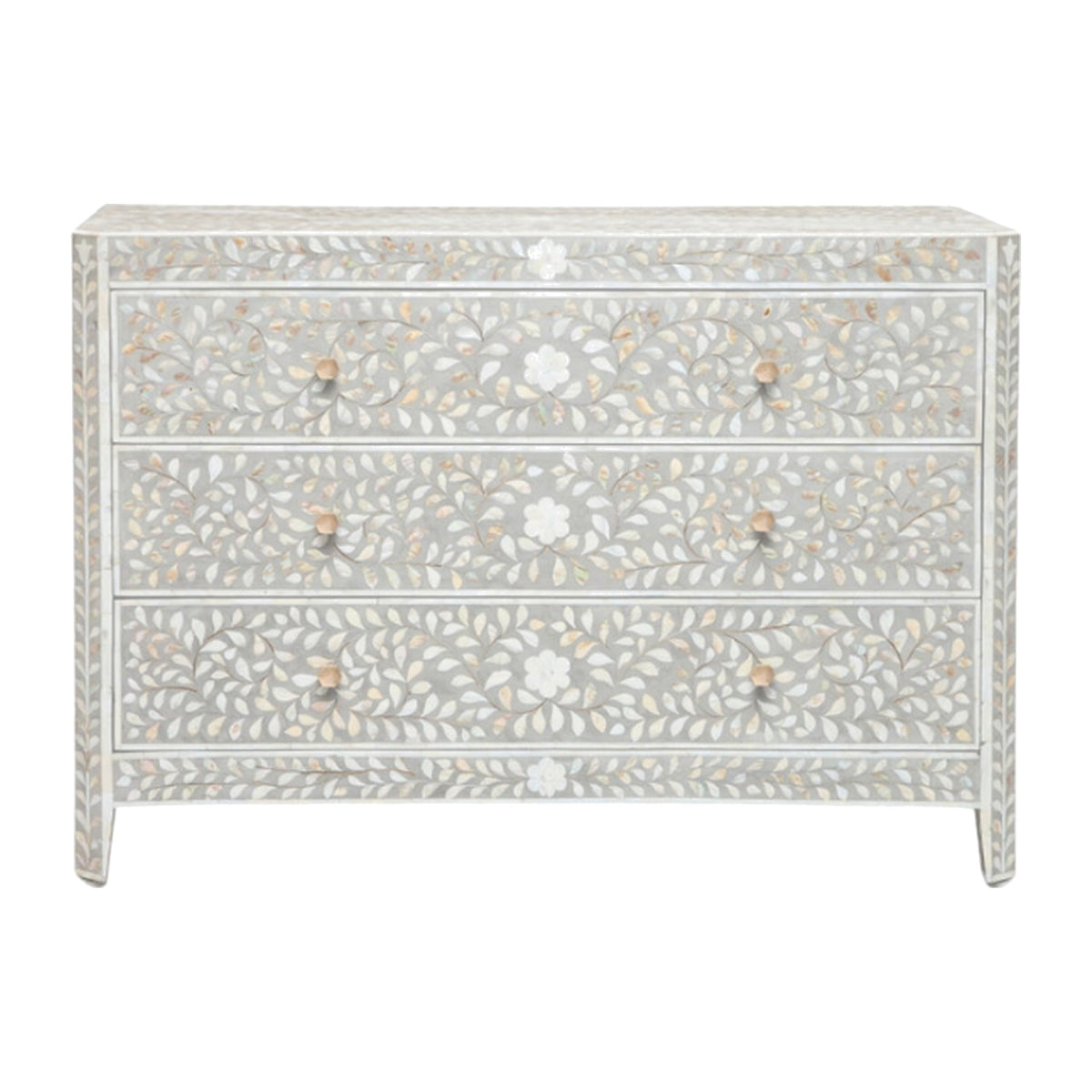 Gray Shell Inlay Dresser on a white background