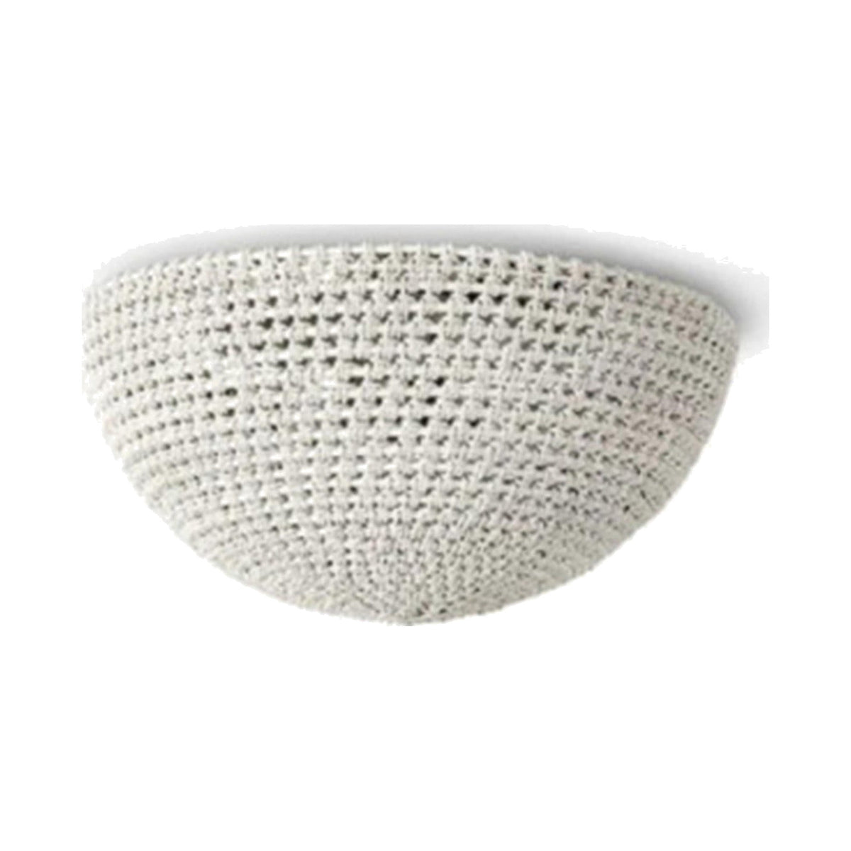 Whitewashed Green Oaks woven rattan flush mount