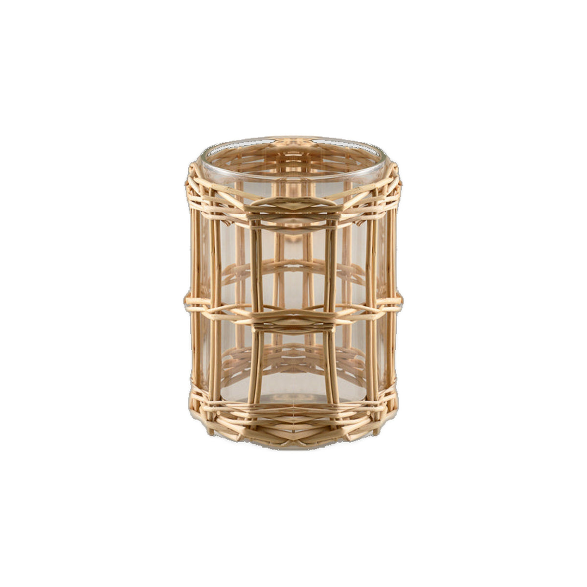 Halong Cane Weaved Glass Votive on a white background