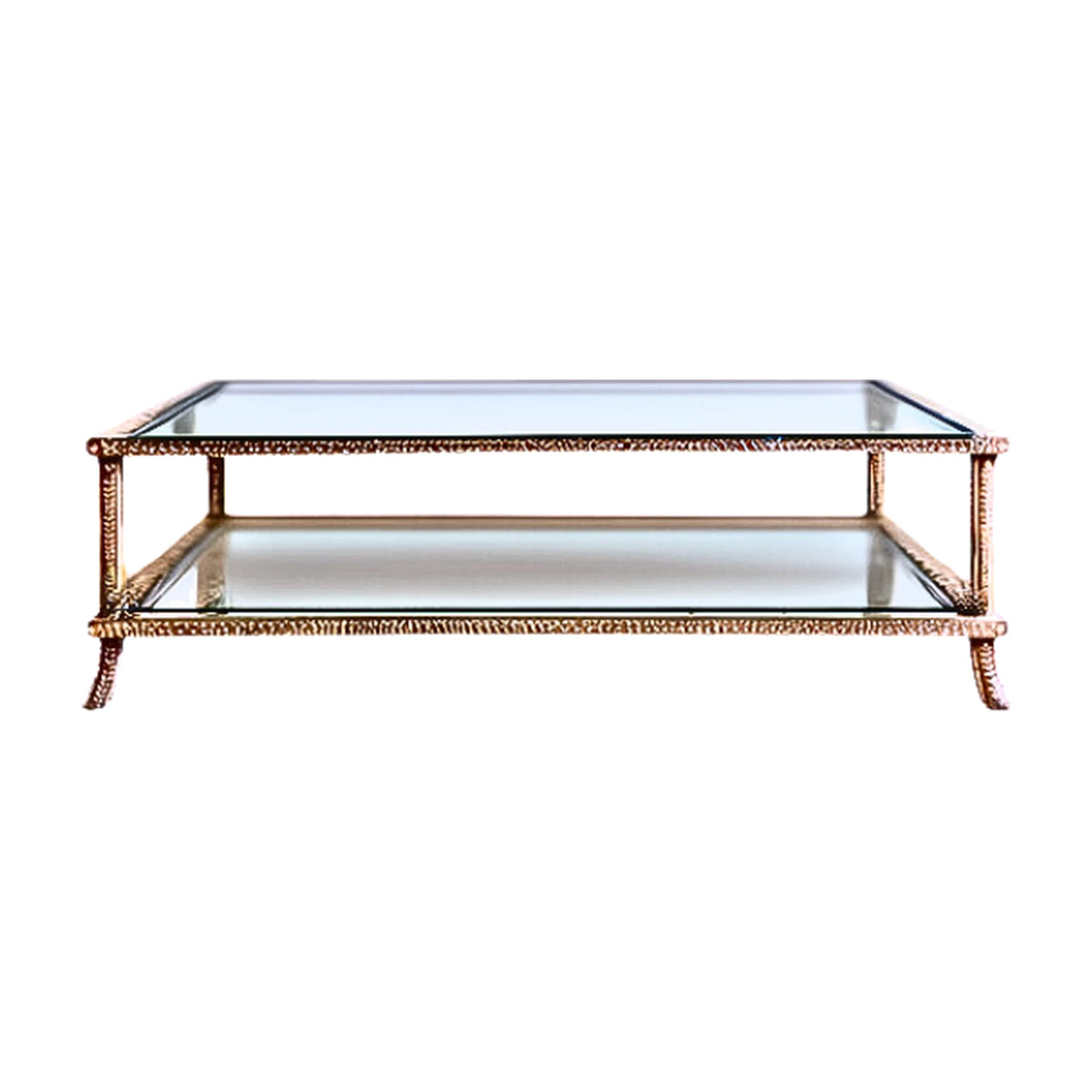 Inlay Coffee Table with Glass on a white background
