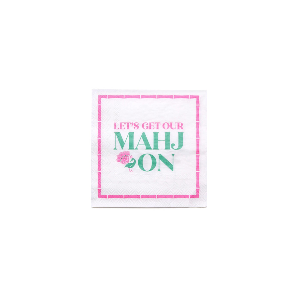 Let's Mahj On 3-Ply Paper Cocktail Napkin, shown on a white background