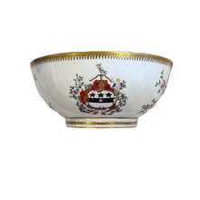 Antique Paris Porcelain Chinese Export Armorial Punch Bowl