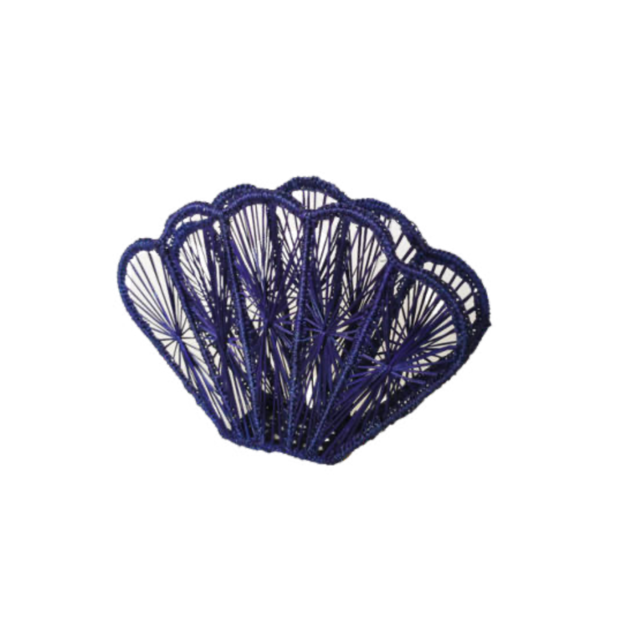 Navy Iraca Woven Shell Napkin Holder