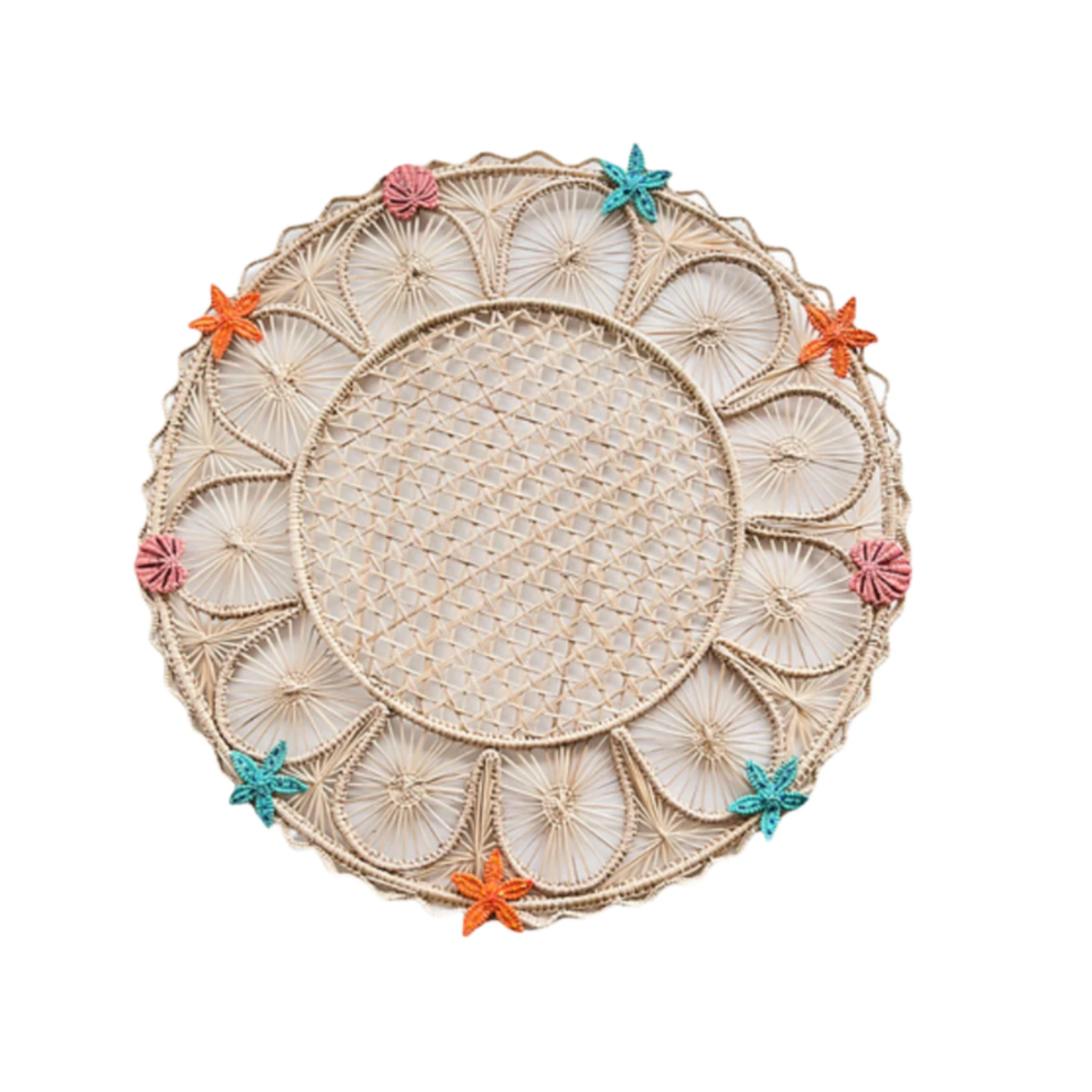 Handwoven Iraca Straw "Coral Reef" Placemat