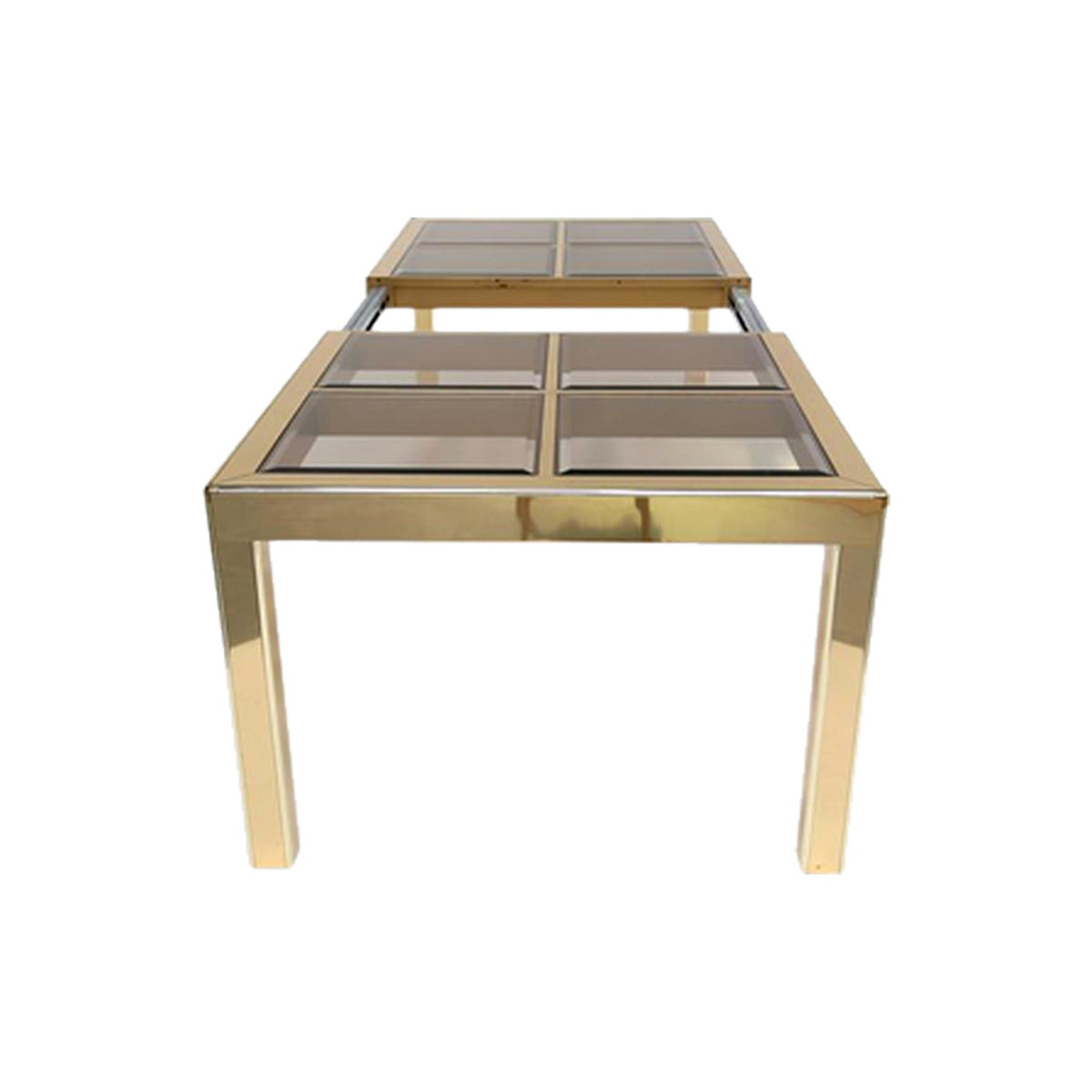 Mastercraft Bernhard Rohne Brass, Bronze & Glass Dining Table on a white background