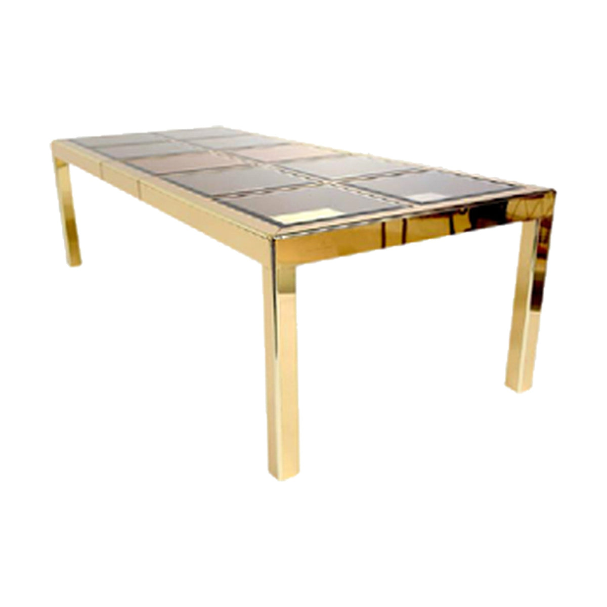 Mastercraft Bernhard Rohne Brass, Bronze & Glass Dining Table on a white background