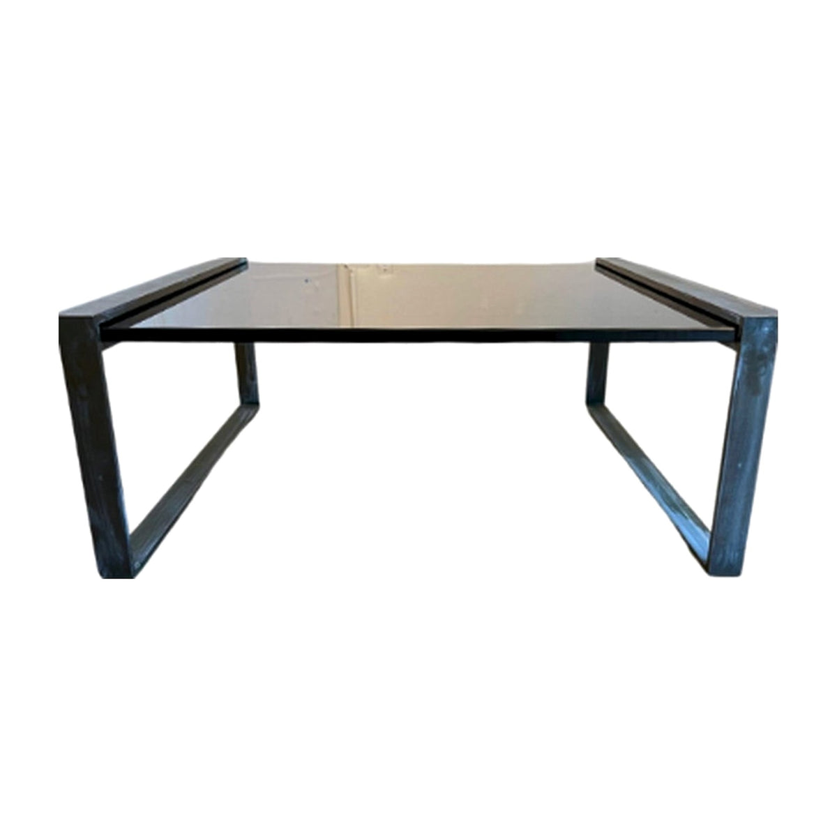 Milo Baughman Steel & Glass Table on a white background
