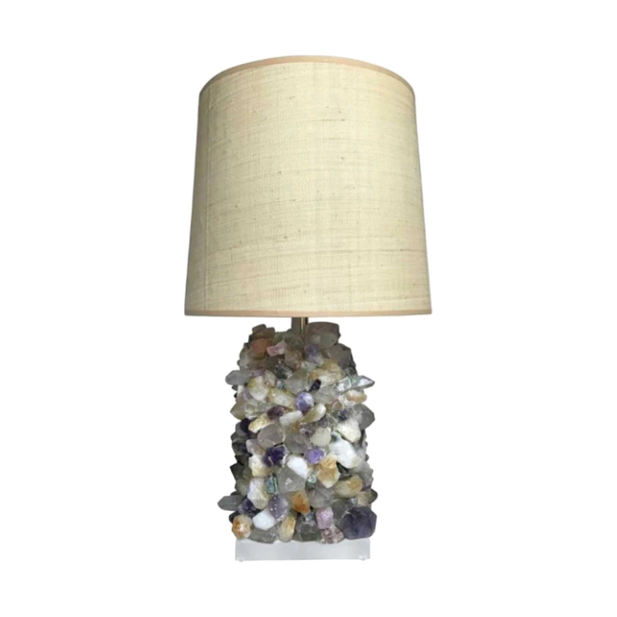 Vintage Amethyst And Rock Crystal Table Lamp on white