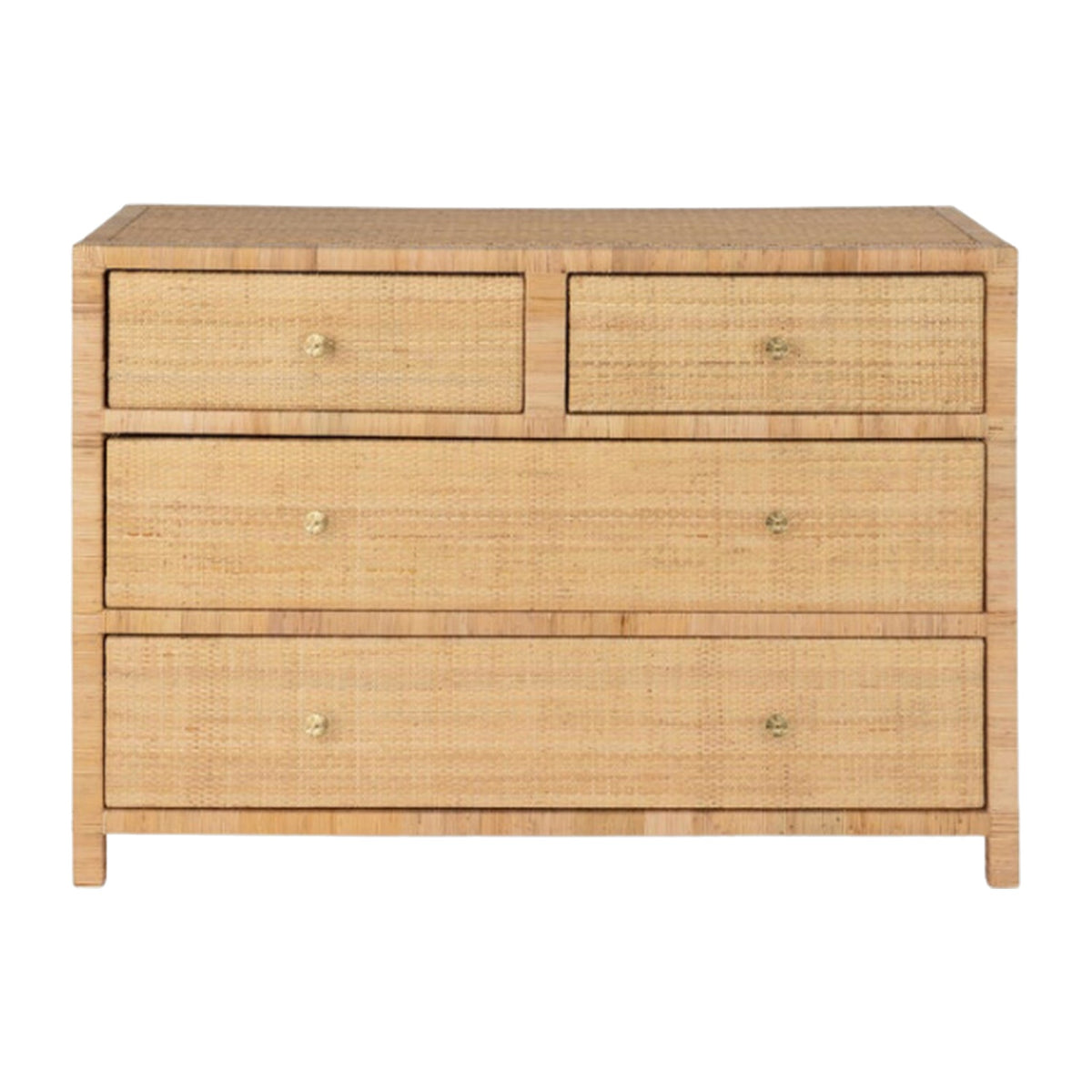 Natural Rattan Dresser on a white background