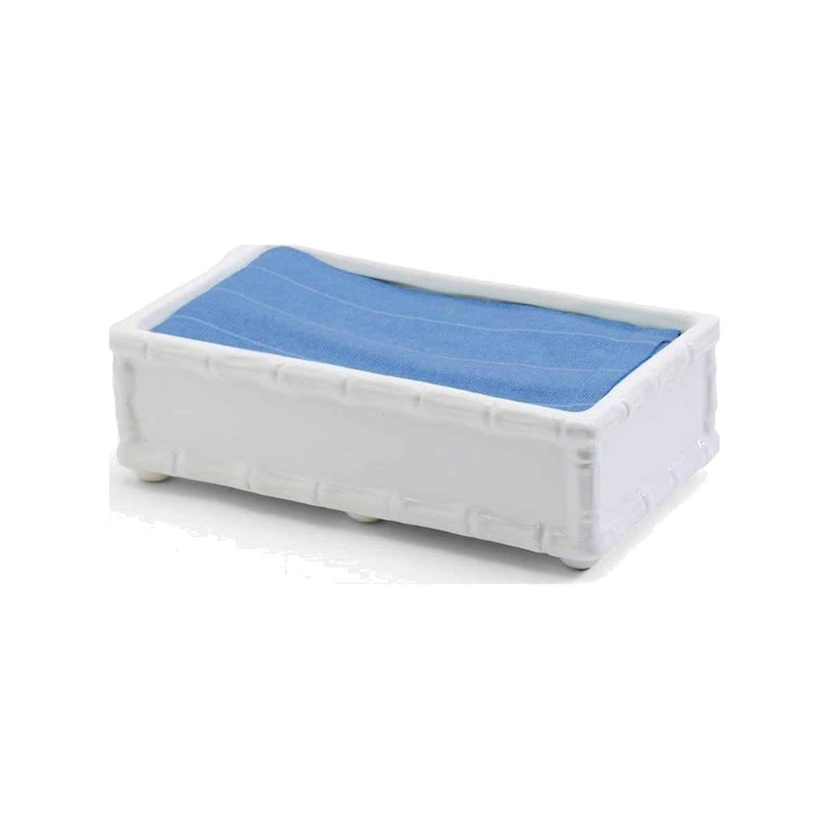 Hampton Faux Bamboo Fretwork Guest Napkin/Towel/Utensil Holder-Ceramic on a white background