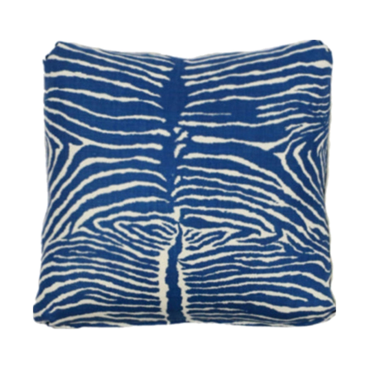 22" Blue Brunschwig & Fils Le Zebre Pillow on a white background