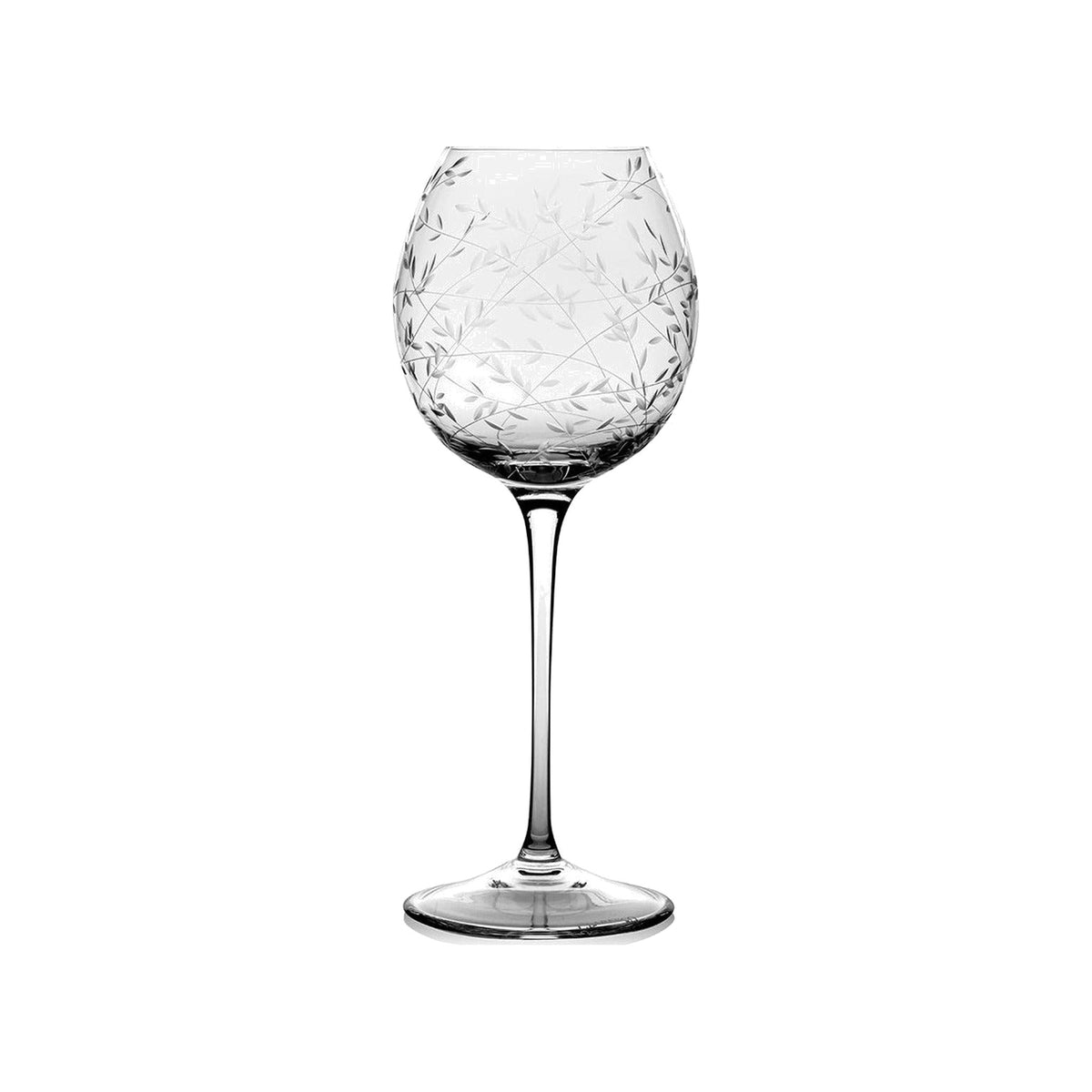 Single Bohemian Crystal Wine Goblet in Folium glass, shown alone on a white background