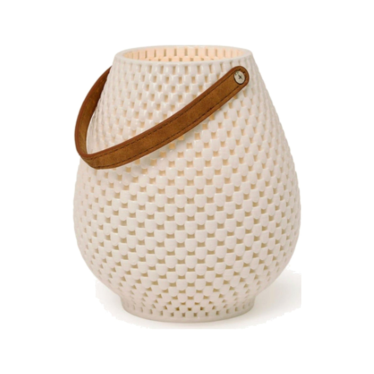 Filigree Lantern with Leather Strap, shown on a white background