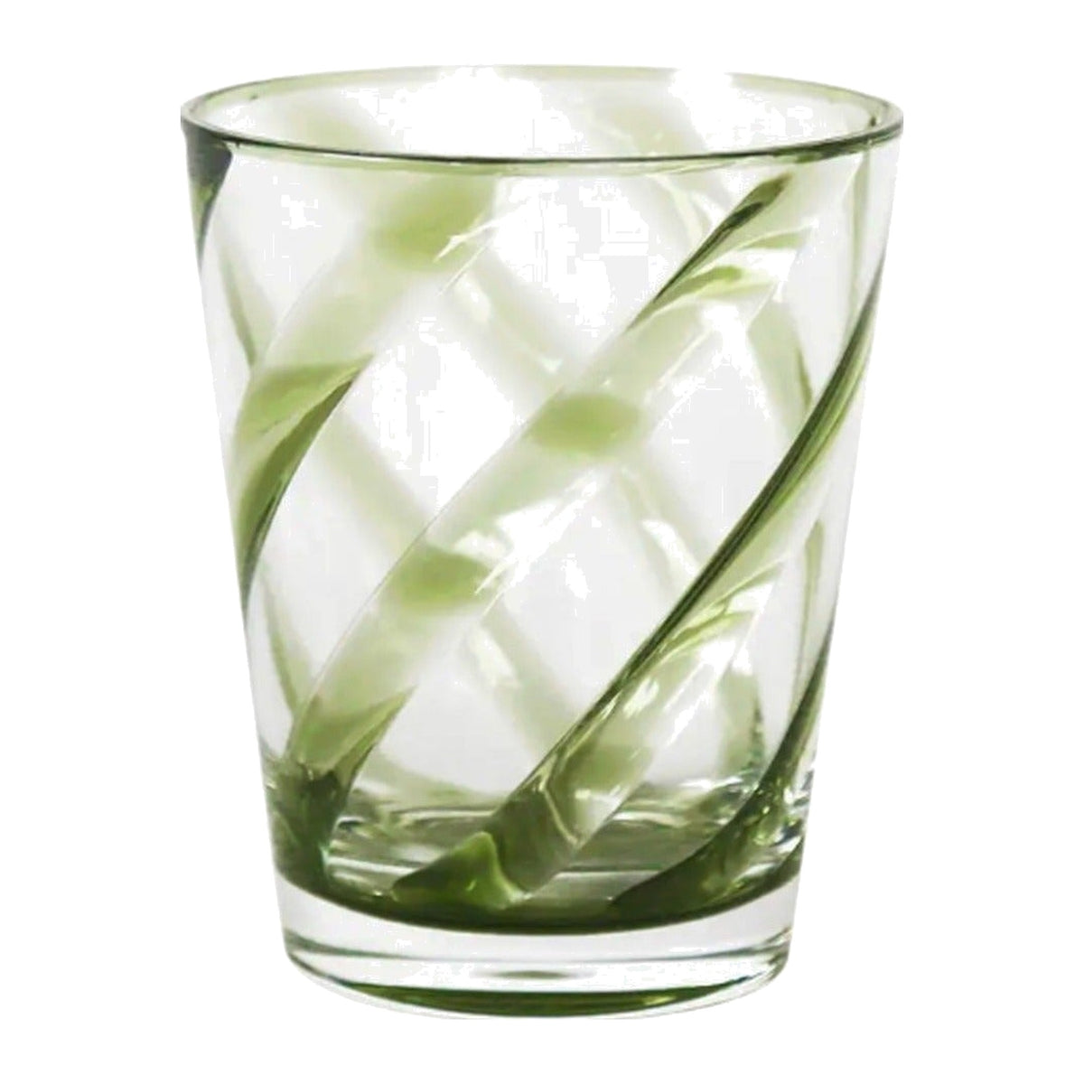 Single Swirl Acrylic Tumbler in Green glass, shown alone on a white background