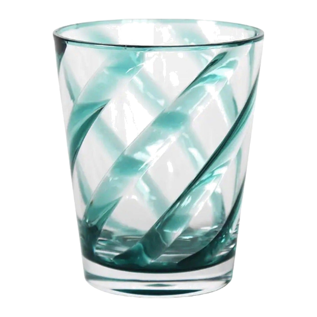 Single Swirl Acrylic Tumbler in Turquoise glass, shown alone on a white background