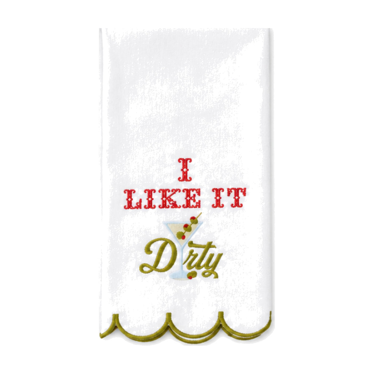 Set of 2, "I Like it Dirty" Dish Towels on a white background